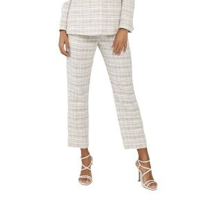 Something Navy Barbie Tweed Trouser in Beige Combo 2